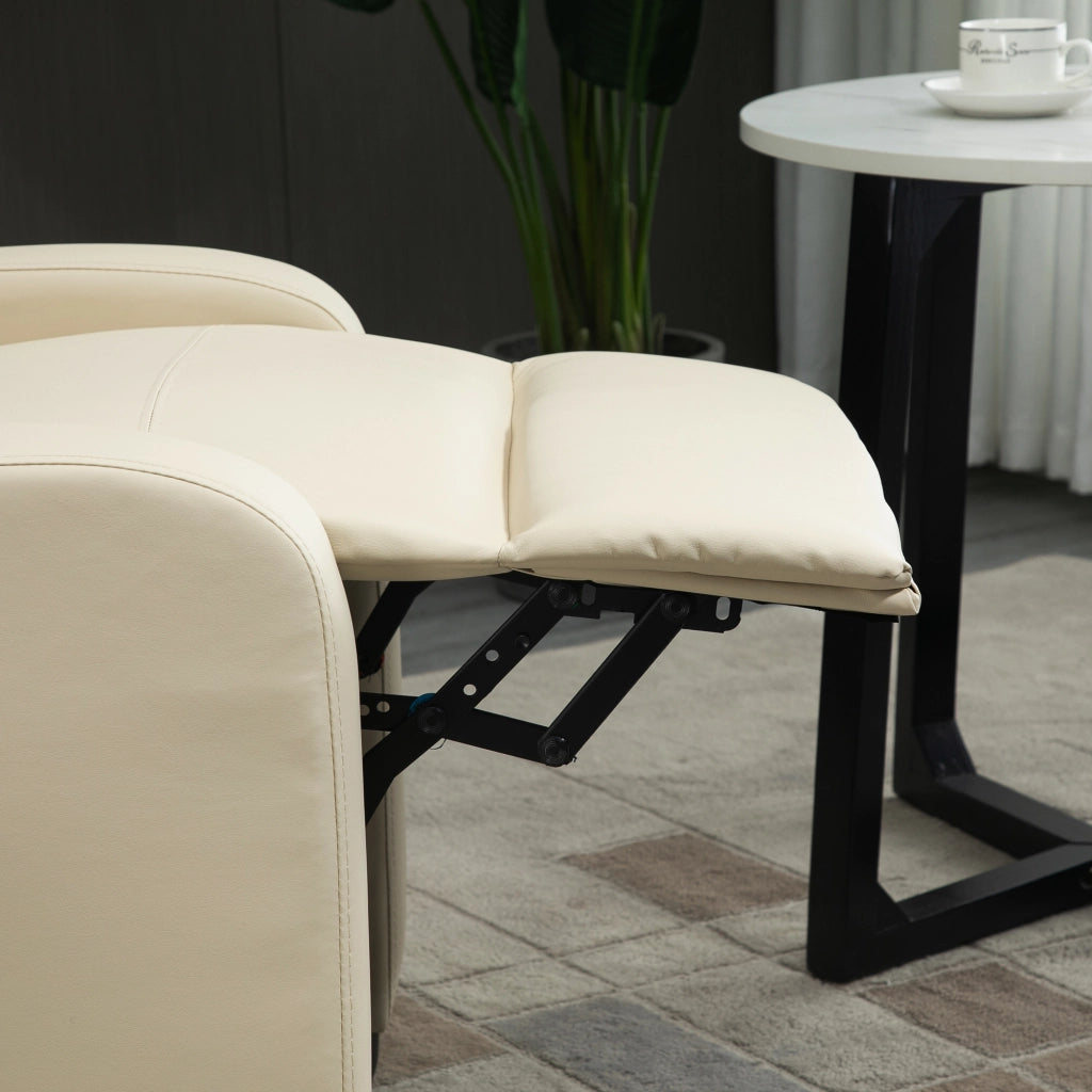 Easycomfort Poltrona Relax Massaggiante con Telecomando e 8 Programmi, Reclinazione e Poggiapiedi, 68x88x98cm, Crema