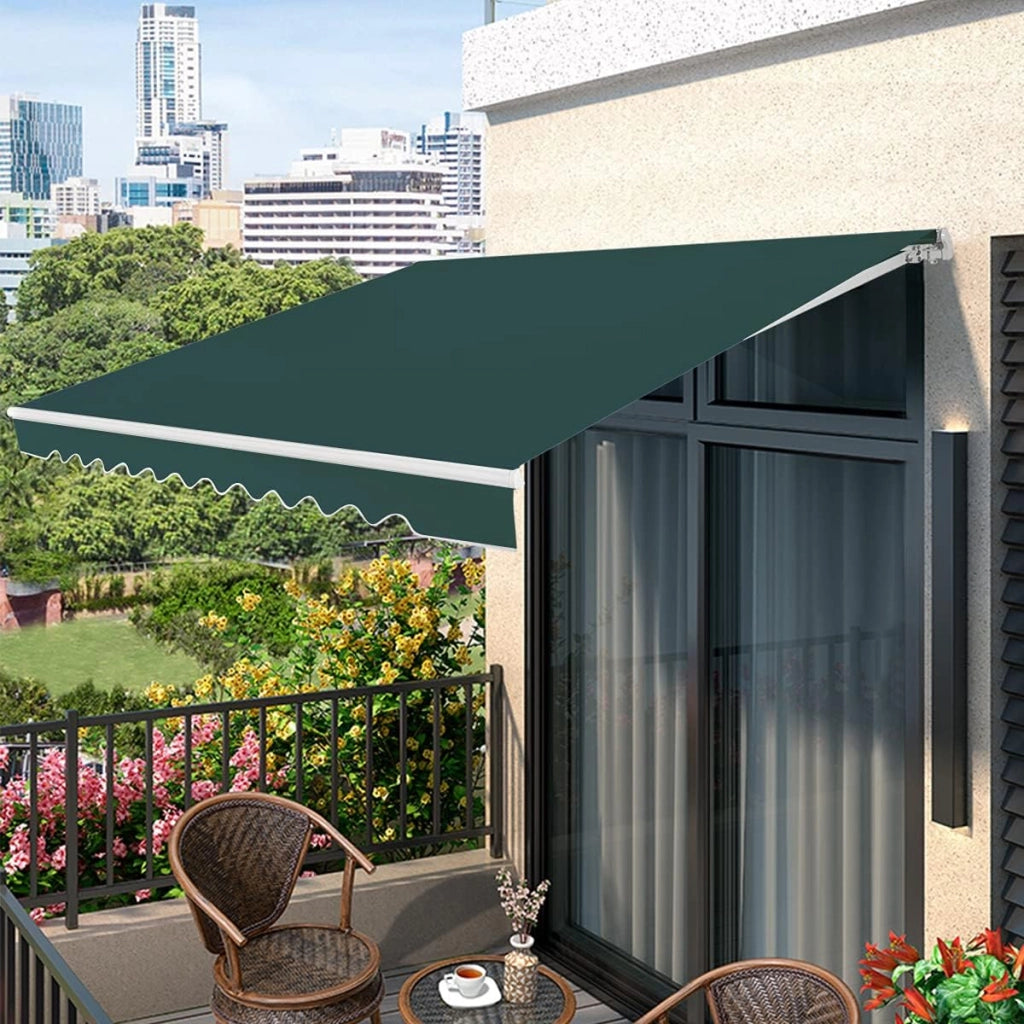Tenda da Sole per Esterno, Tenda da Sole a Bracci Estensibili con Telaio in Alluminio, Tettuccio Resistente al Sole e Impermeabile e Manovella (4 x 2,5 M, Verde)