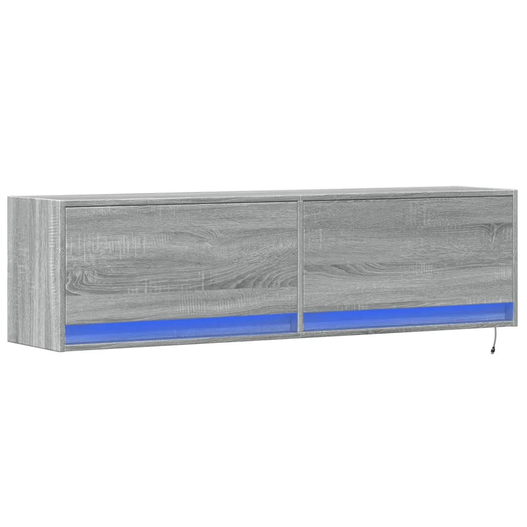 Mobile TV a Parete con Luci LED Grigio Sonoma 140x31x38 cm 852374