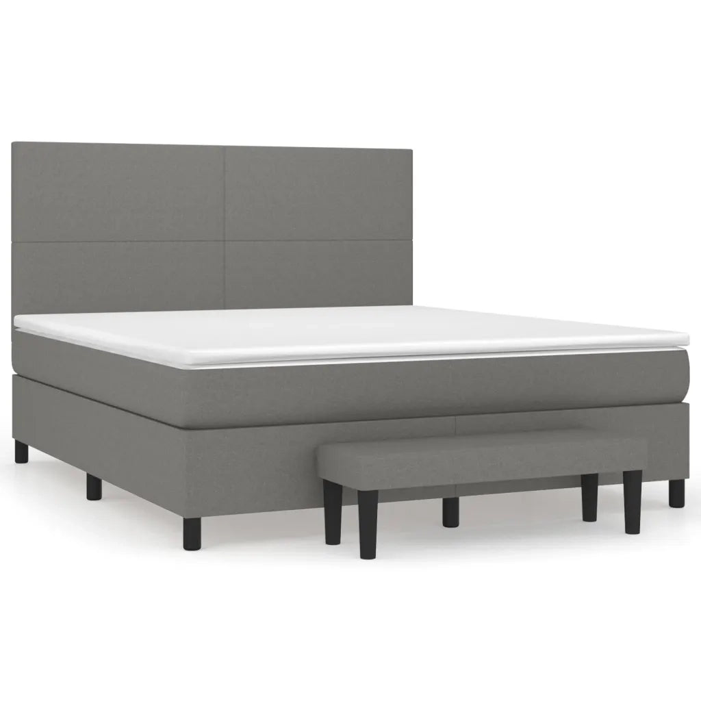 Giroletto a Molle con Materasso Grigio Scuro 160x200 cm Tessuto