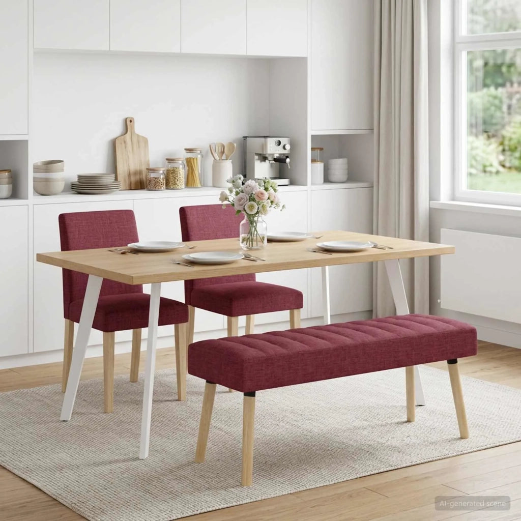 Panchina trapuntata a canale Rosso Vino 110 x 40 x 46 cm 42038490