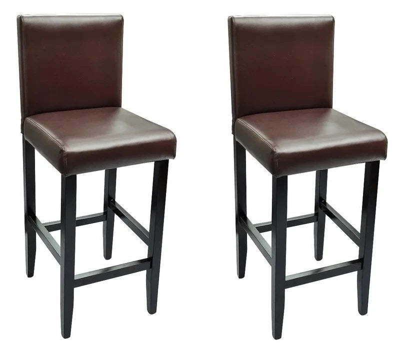 Set di due sgabelli da bar di design con seduta in similpelle marrone 1202096