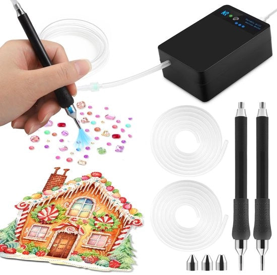 E-Painter per Diamond Painting, penna elettrica per Diamond Painting, penna elettrica per Diamond Painting a batteria con pompino a vuoto, accessori per Diamond Painting con 2 penne, 2 tubi, 1 filtro e 3 punte per pennello