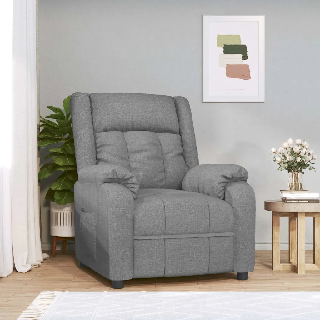 Divano Sedia-Poltrona Reclinabile in Tessuto Grigio Chiaro 410986