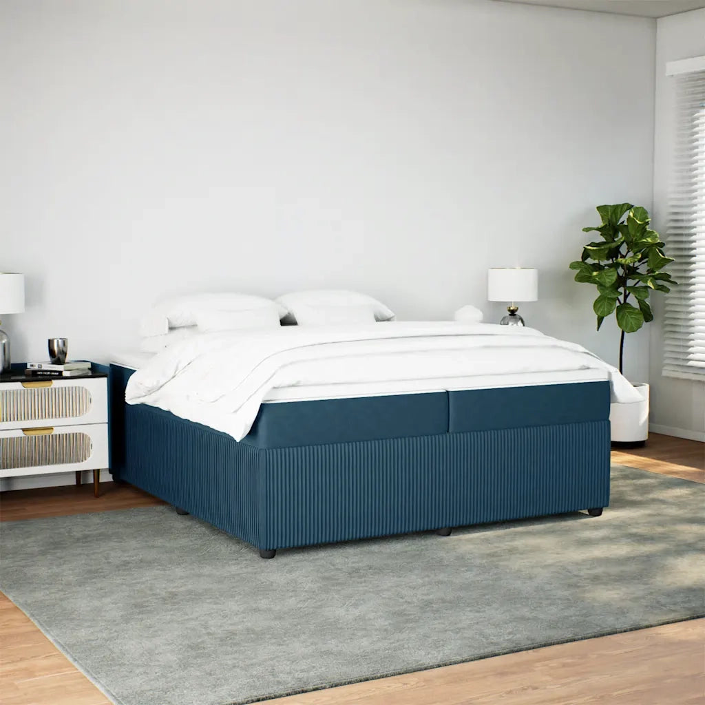 vidaXL Giroletto a Molle con Materasso Blu Scuro 200x200 cm in Velluto