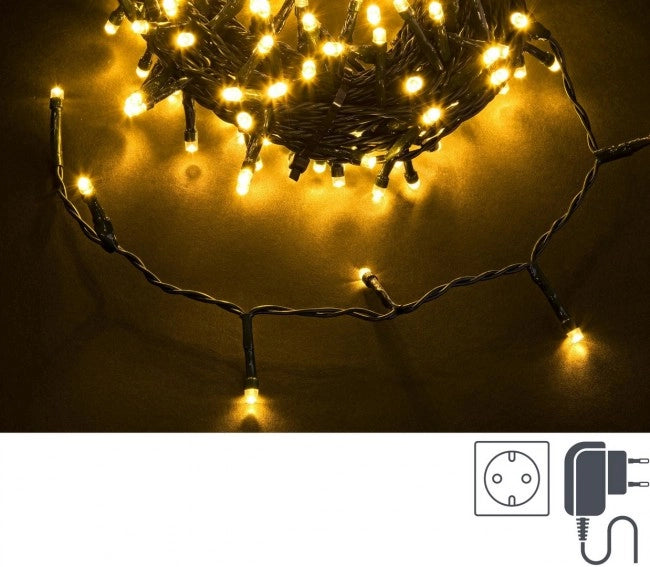Luci Natale 180 LED Classic, Filo Verde 5mm, IP44 (12 Pezzi)