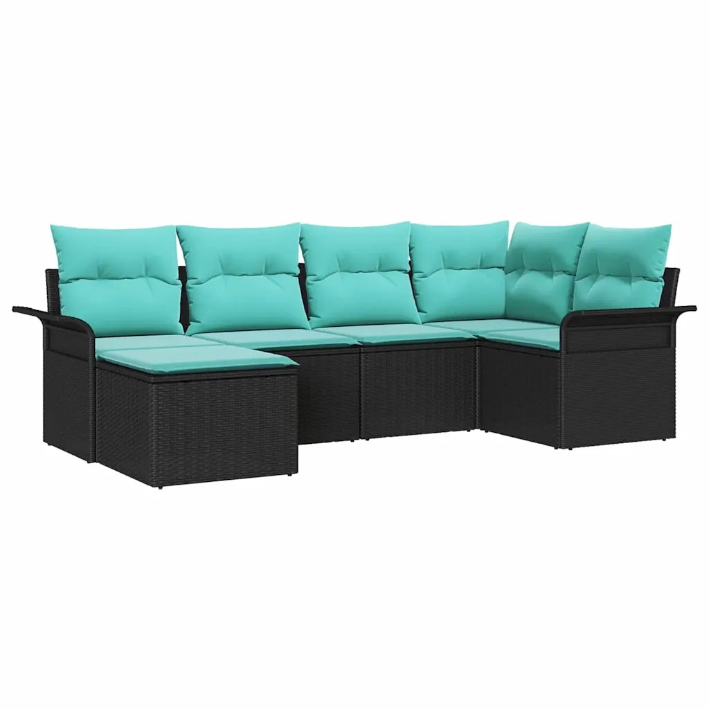 Set Divano da Giardino con archiviazione 6 pcs Nero polyrattan 3354105