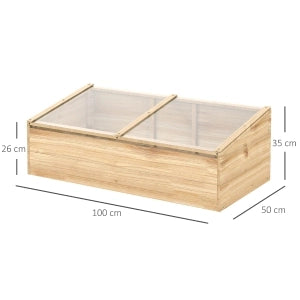SERRA da giardino 100x50x35 cm in legno naturale con pannello in policarbonato