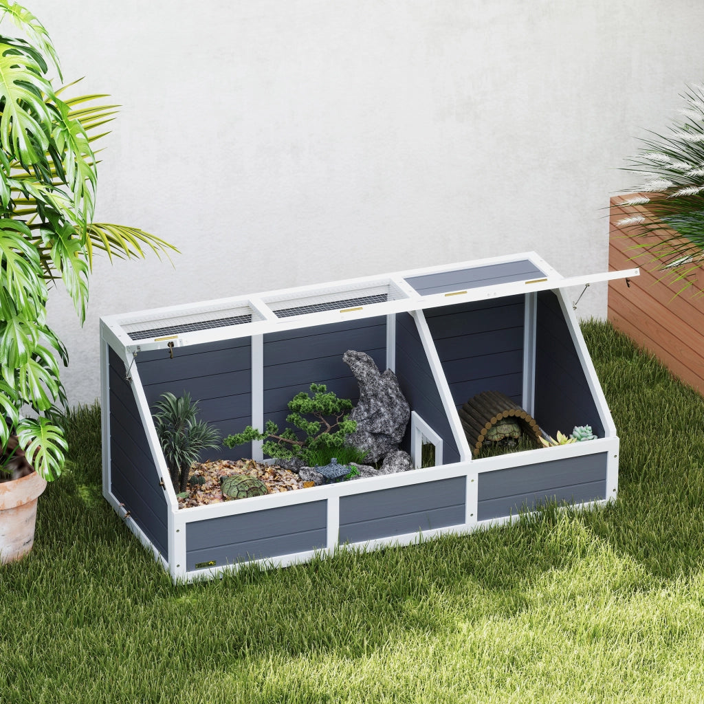 Recinto per Animali Domestici ¨C zephmum ¨C Legno, Grigio, 2 Scomparti
