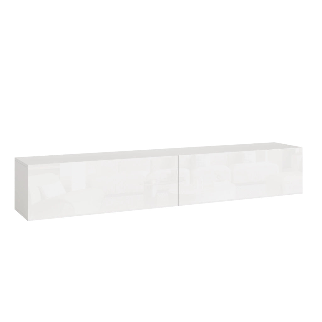 Mobile Pensile Evaton Porta TV da Parete 180 x 32 x 30 cm - Bianco Lucido [en.casa]