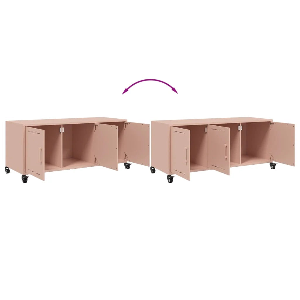 Mobile TV multimediale mensola TV credenza TV sala da pranzo soggiorno camera da letto rosa 100,5 x 39 x 43,5 cm acciaio rosa 02_0028280