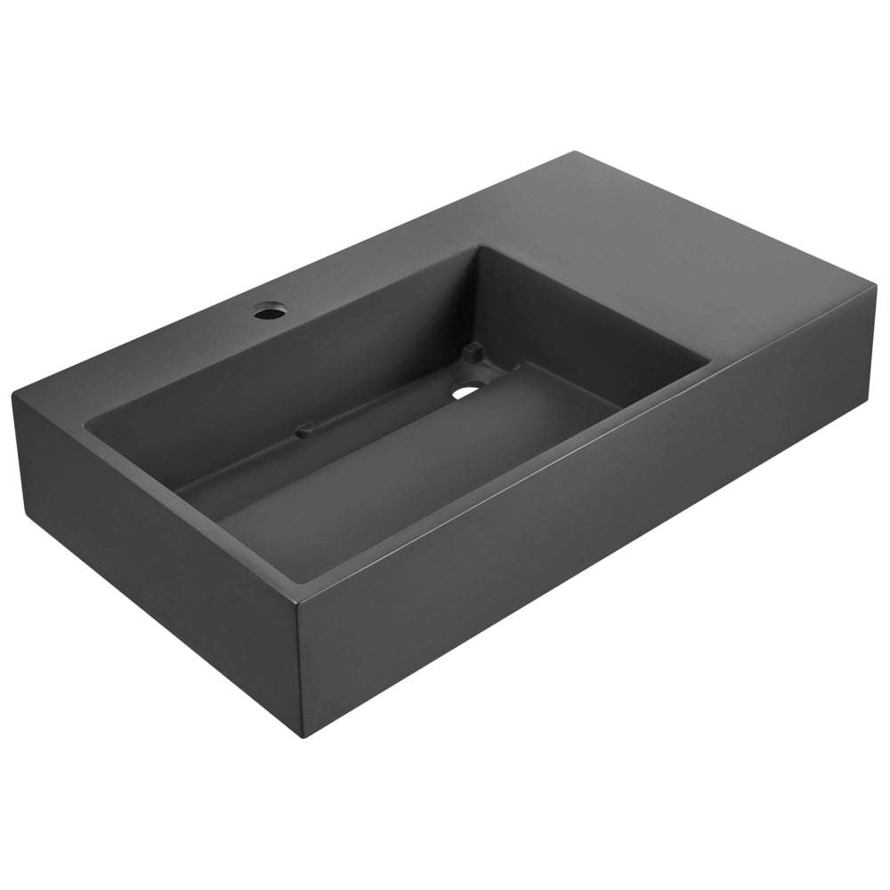 Lavabo bagno rettangolare in ceramica nera 75 x 43 cm Lavello da bagno rettangolare