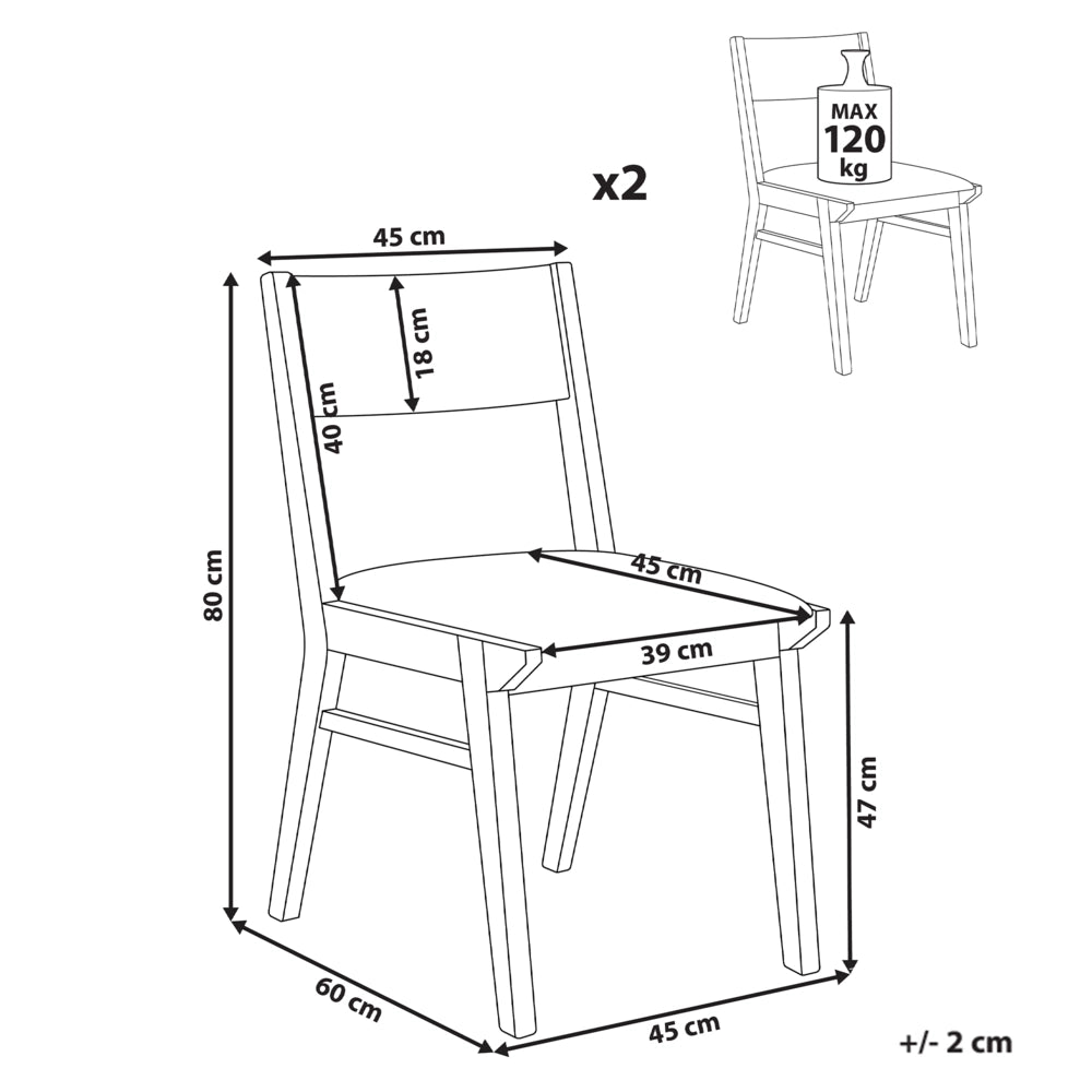 Set di 2 sedie da pranzo con struttura in legno di gomma marrone e verde scuro seduta in tessuto senza braccioli design retrò e tradizionale