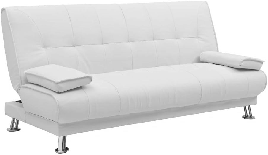 Divano letto tre posti, reclinabile, ecopelle bianco Sicorage 187cm Crucy