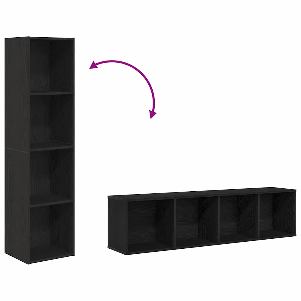 Armadio per Libri con lo scaffale Rovere Nero 143 x 30 x 36 cm 862409