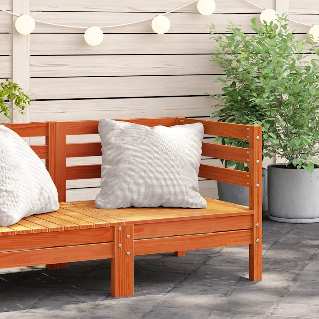 Divano Angolare da Giardino-Sofa da Giardino-Divanetto da esterno Marrone Cera in Legno Massello Pino