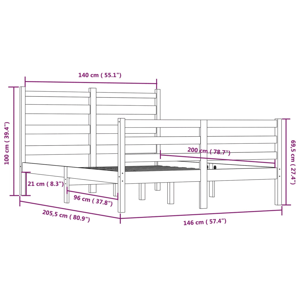 Giroletto-Struttura Letto in Legno Massello di Pino 140x200 cm 323796