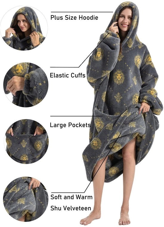Sweatshirt Extra Lungo Oversized con Fodera in Felpa - Piumato Gigante - Isolato Termicamente - Portatile e Comodo