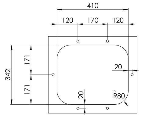 CM cinzia 34.2 x 41 R80 Lavello sottopiano Rettangolare Acciaio inossidabile