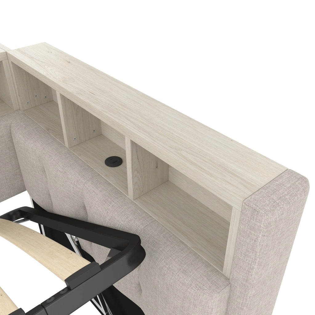 Daybed 90x200 cm Beige con LED, USB-C, Vani Portaoggetti e Sollevamento Idraulico