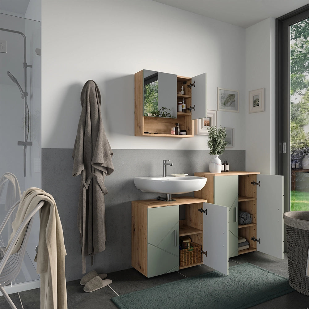 Vicco Set di mobili da bagno Verde salvia 3 parti