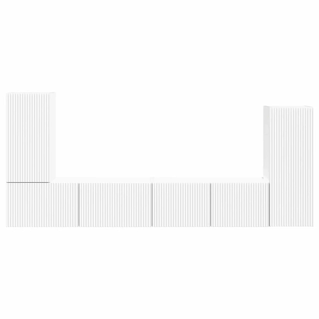 Set mobile TV 4 pcs Bianco Legno multistrato