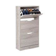 Scarpiera Salvaspazio Slim Ingresso Legno Slim 3 Ripiani Dimensioni Compatte 60 x 119 x 23,3 Ante Moderno MDF Compatta Doppia Profondità Salone Camera a Scomparsa Colore: Grigio