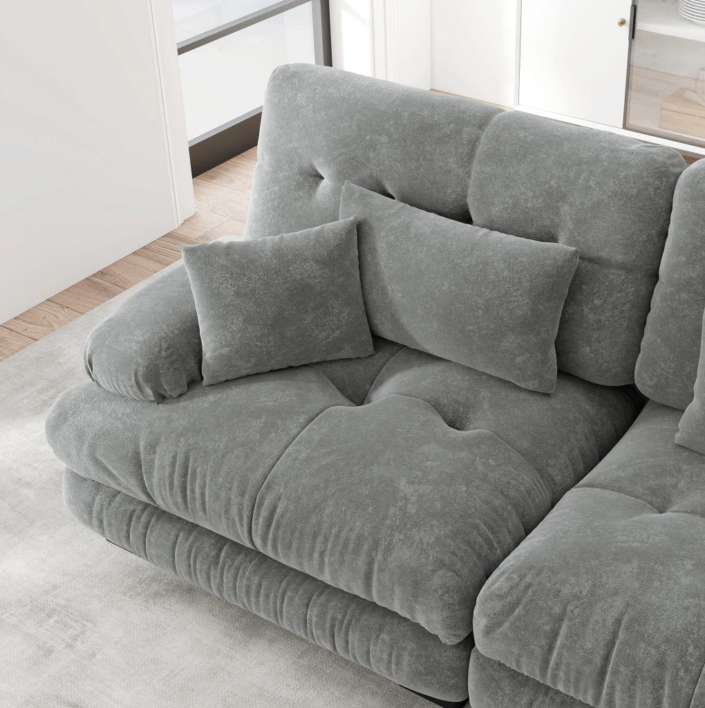 Divano modulare cloud in chenille grigia