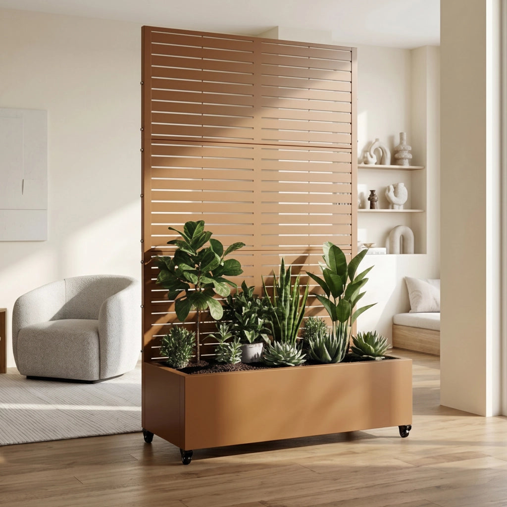 Fioriera con Spalliera Nodepp in Acciaio 190 x 120 x 38 cm - Marrone casa.pro