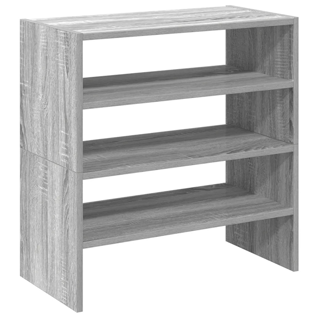 Scarpiere 2 pz Impilabili-Set di 2 Scaffale per scarpe Grigio Sonoma 60x30x30,5 cm