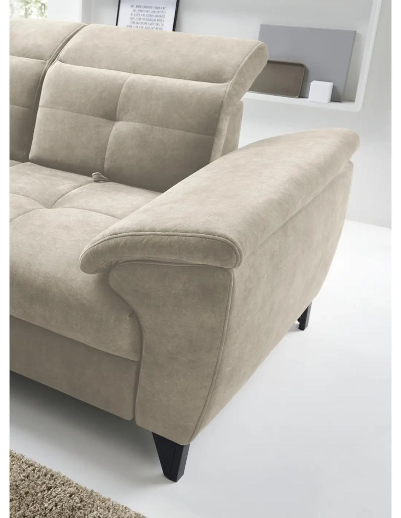 Divano ad angolo Beige 5 posti angolo sinistro con contenitore integrato INFERNO