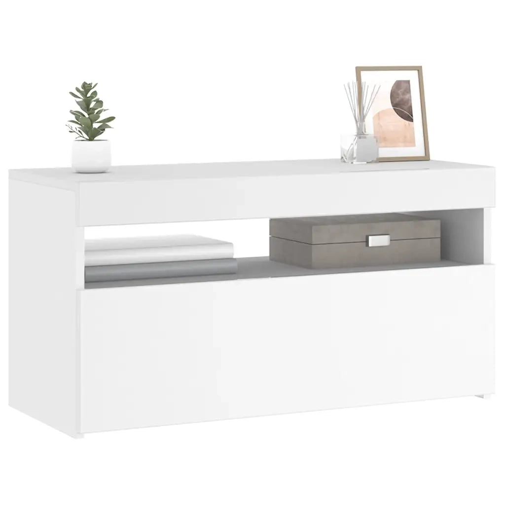 Mobile Porta TV con Luci LED-Credenza TV Bianco 75x35x40 cm