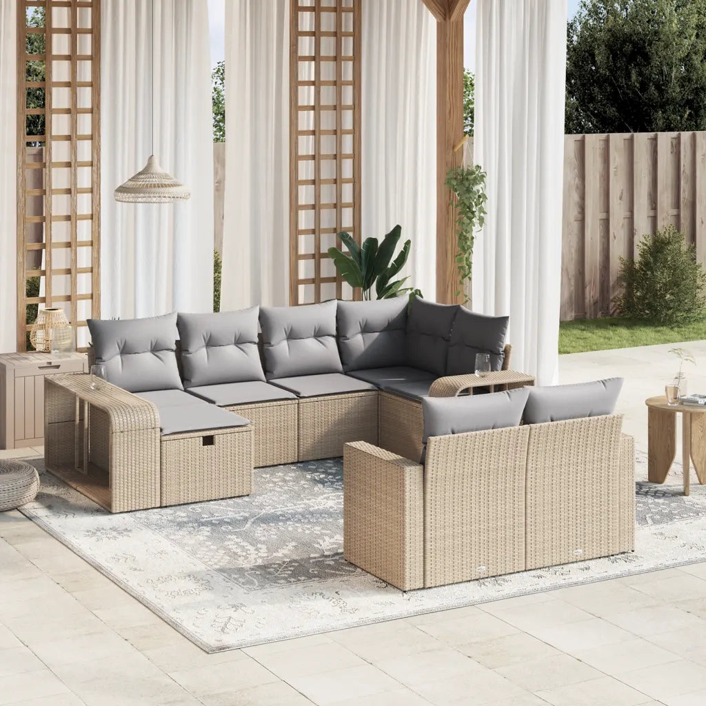 Set Divano da Giardino 10 pz con Cuscini Beige in Polyrattancod mxl 116986