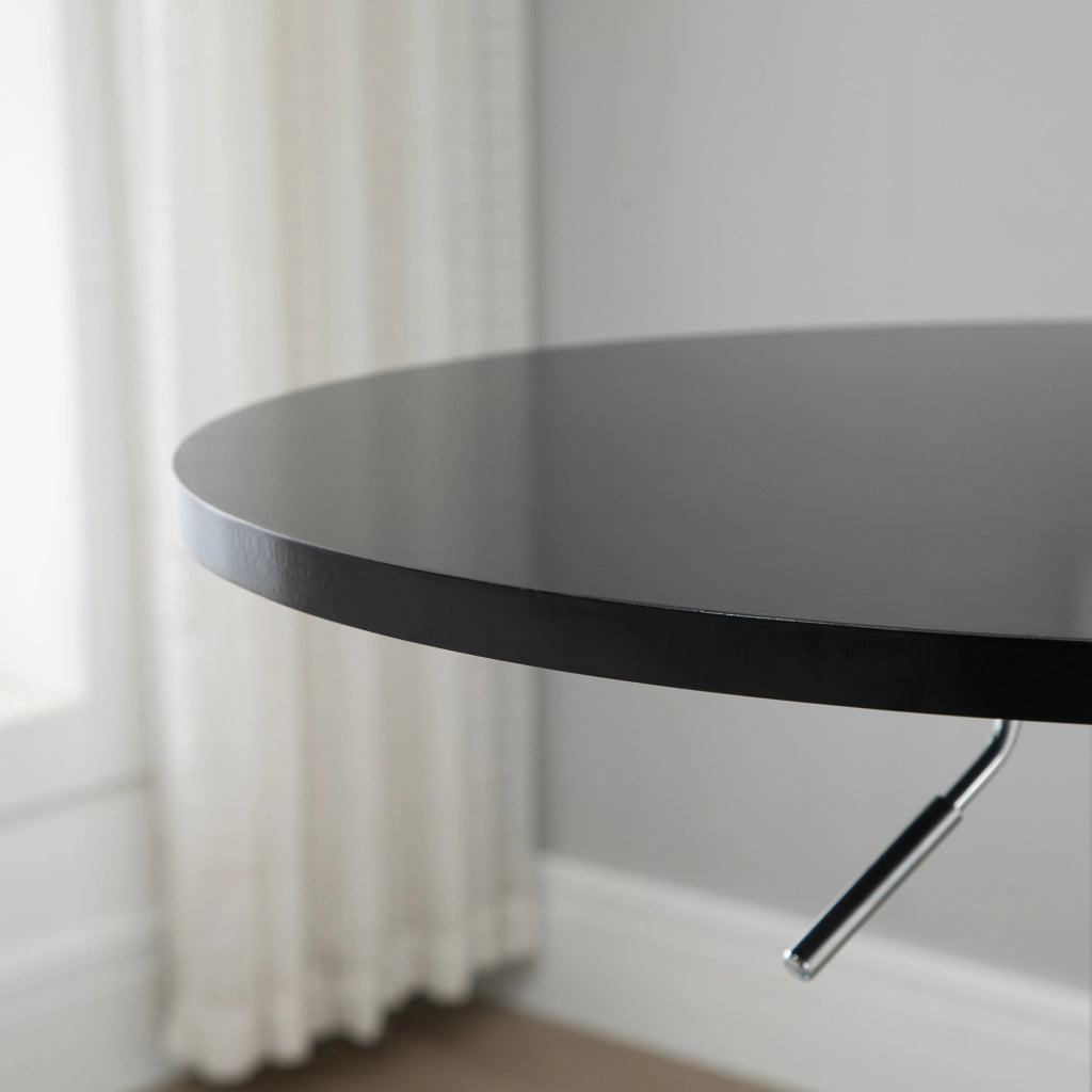 Tavolo bar rotondo regolabile in altezza con piano girevole, nero, Ø61x70-90 cm