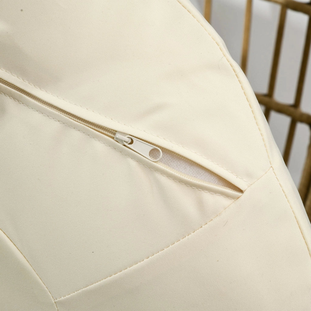 Poltrona a sospensione in rattan con cuscini, struttura in acciaio, colore kaki, 105 x 90 x 148 cm