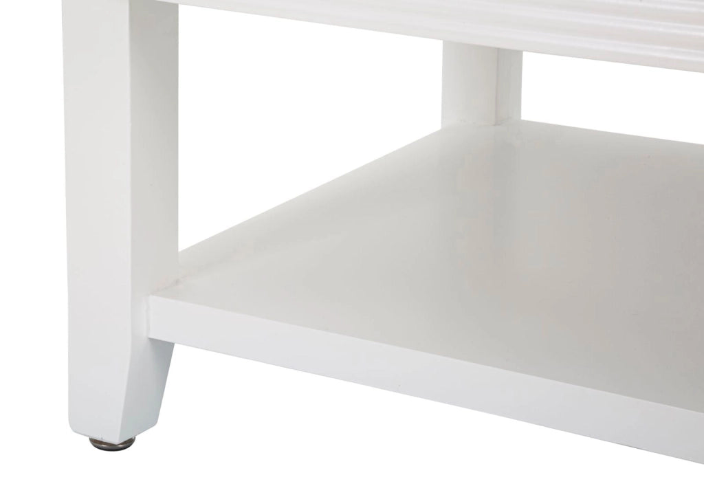 Tavolino da Caffè 90x47x60 cm in Legno MDF e Metallo Bianco