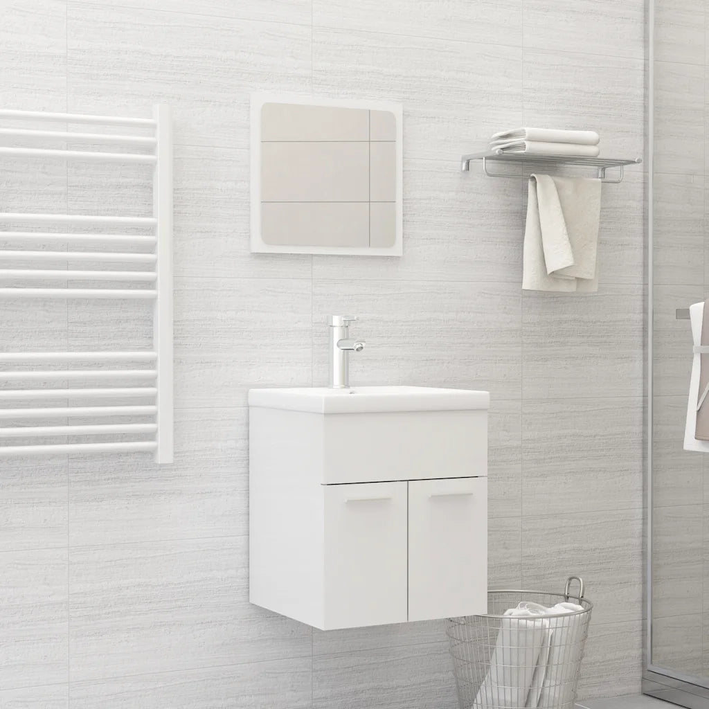 Set Mobili da Bagno 2 pz Bianco Lucido in Truciolato cod mxl 60668