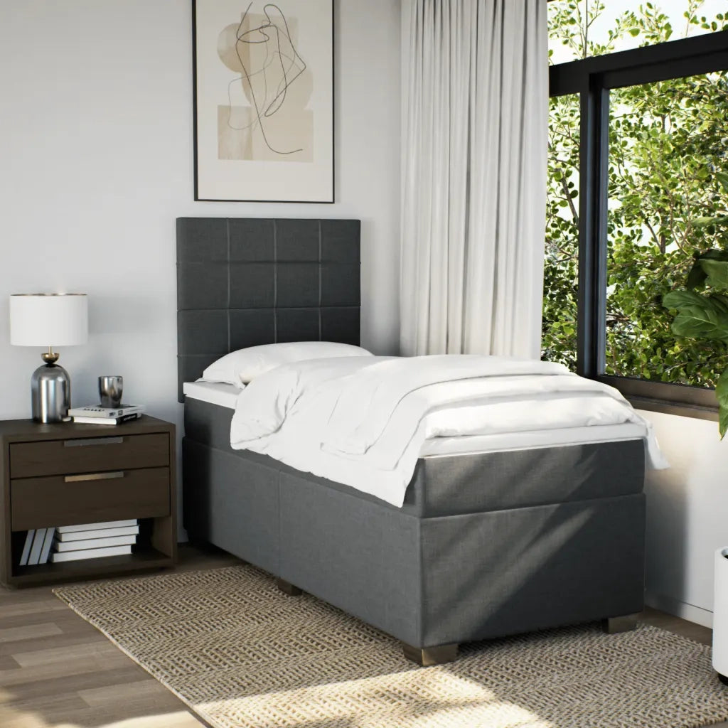Giroletto a Molle con Materasso Grigio Scuro 100x200 cm Tessuto 3290400