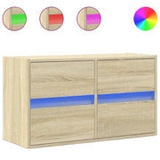 Mobile TV a Parete | Armadietto TV | Mobile Porta TV con Luci LED Rovere Sonoma 80x31x45 cm