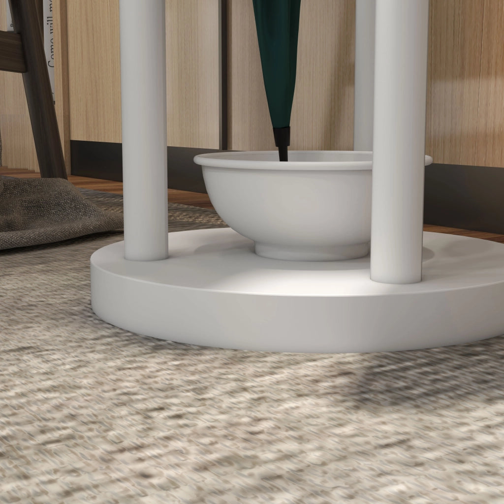 Appendiabiti da terra con portombrelli integrato, in bambù e metallo, design scandi, naturale