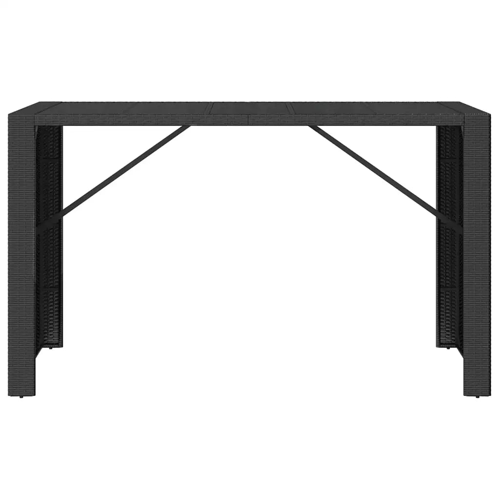 Tavolo da Bar con Piano in Vetro Nero 185x80x110 cm Polyrattancod mxl 126360