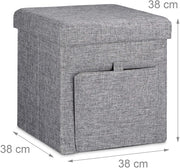 Sgabello contenitore pieghevole in lino grigio 13_0002780