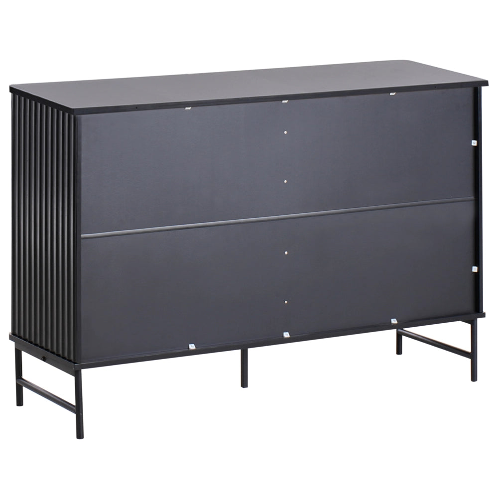 Credenza 4 ante MDF nero gambe in metallo soggiorno camera da letto classico