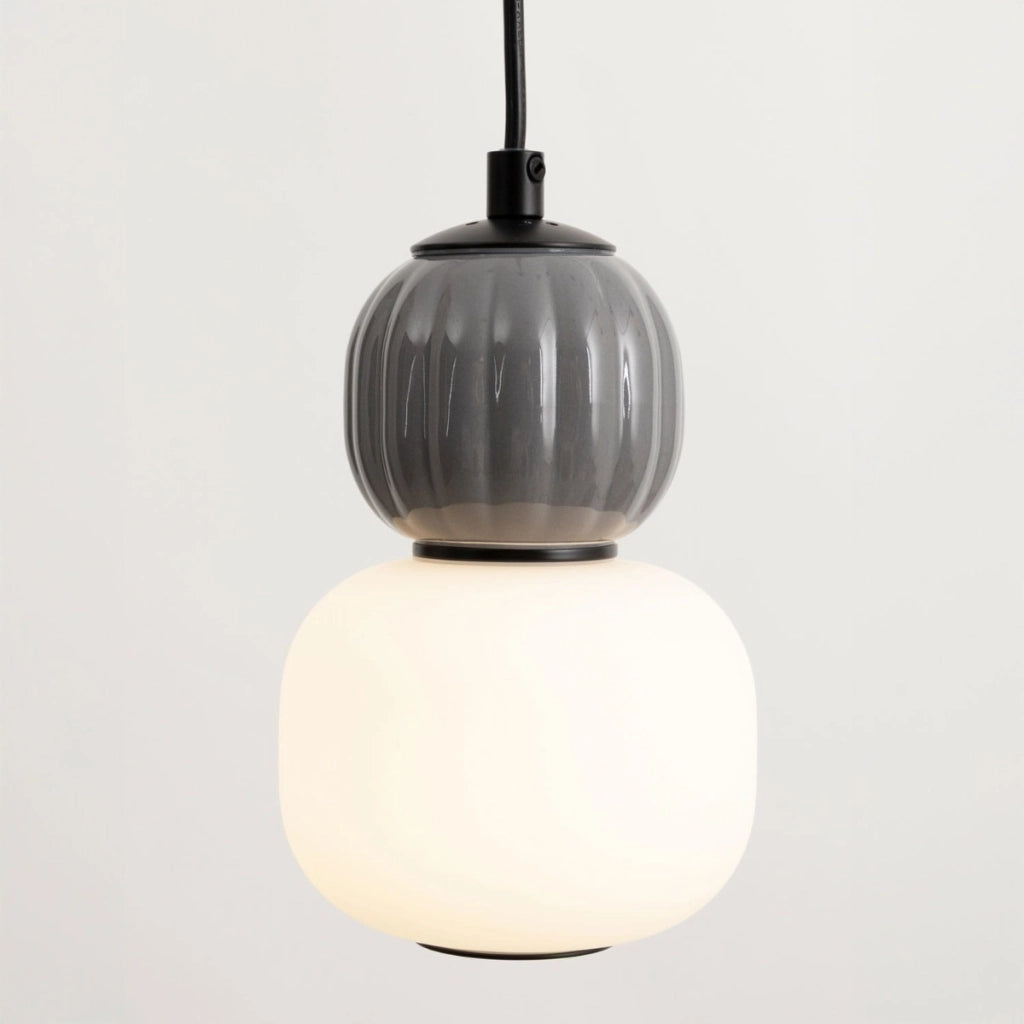 Sospensione moderna doppia vetro rigato nero LED 5W Maxlight