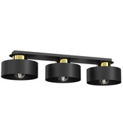 Plafoniera a barra Marti nero opaco oro lucido 3xE27 Luminex