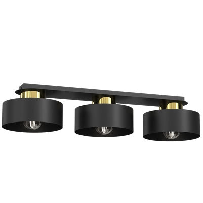 Plafoniera a barra Marti nero opaco oro lucido 3xE27 Luminex