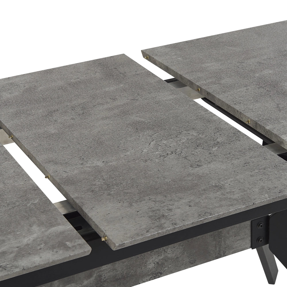 Tavolo da pranzo effetto cemento 140/180 x 80 cm gambe in metallo Nero cucina industriale