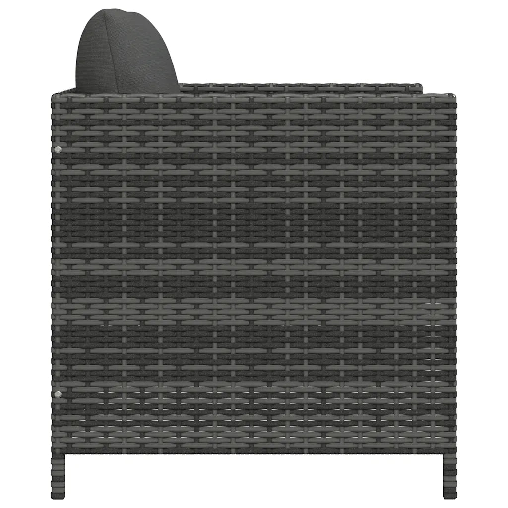 Divano da Giardino con Cuscini Grigio in Polyrattan cod mxl 70671