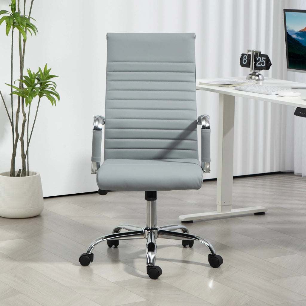 Sedia da Ufficio Girevole con Schienale Alto Regolabile in Altezza ¨C zephmum ¨C Grigio Chiaro