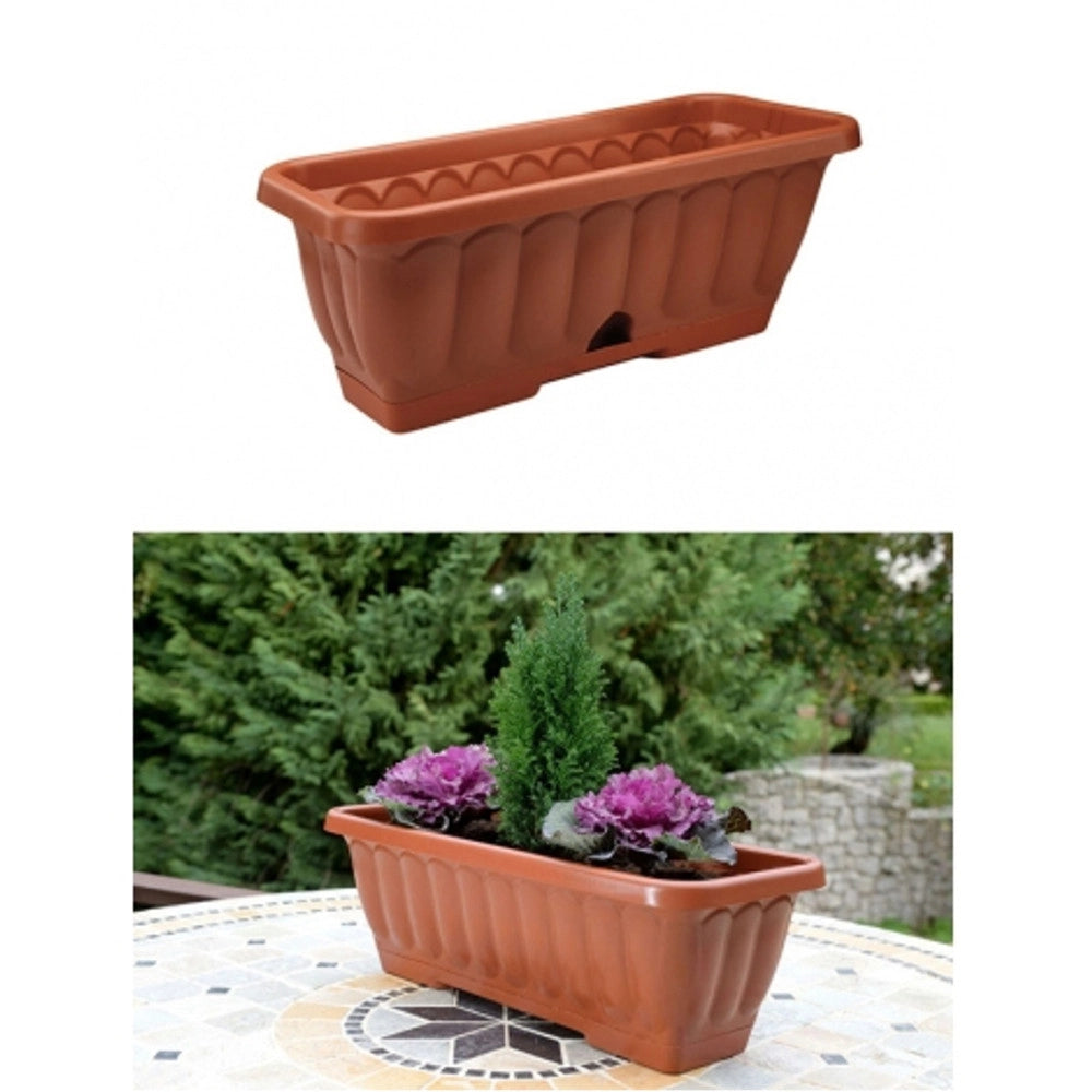Trade Shop - Balconetta Fioriera Rettangolare 30x17x20 Cm Vaso In Plastica Cassetta Sottovaso -